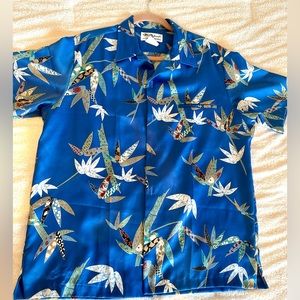 Medium (23”) Tori Richard Vintage Japanese Hawaiian Shirt Bamboo Blue RARE